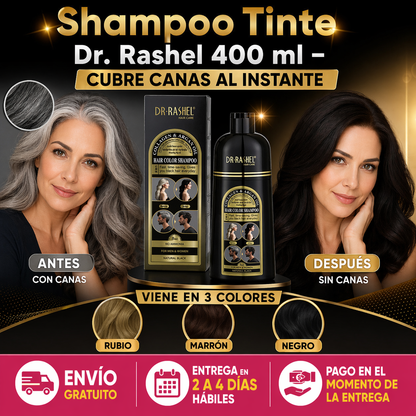 Shampoo Tinte Dr. Rashel 400 ml – Cubre Canas al Instante