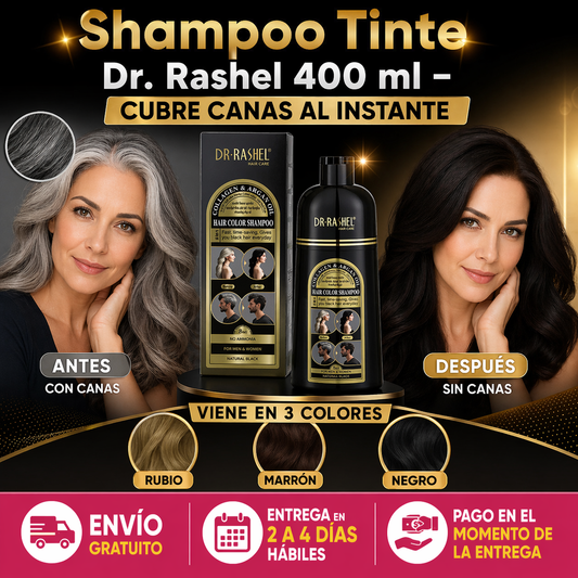 Shampoo Tinte Dr. Rashel 400 ml – Cubre Canas al Instante