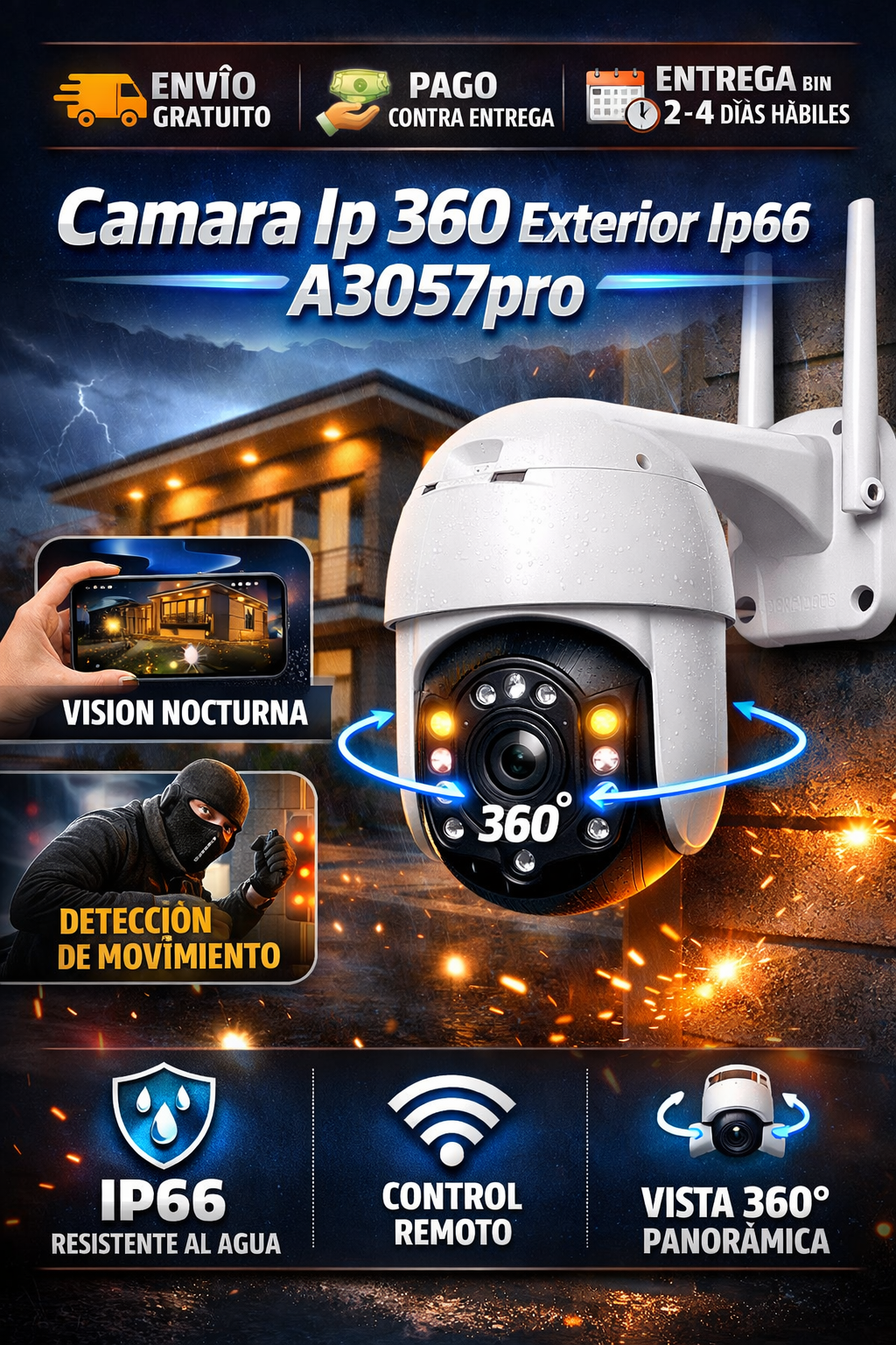 Camara Ip 360 Exterior Ip66 A3057pro
