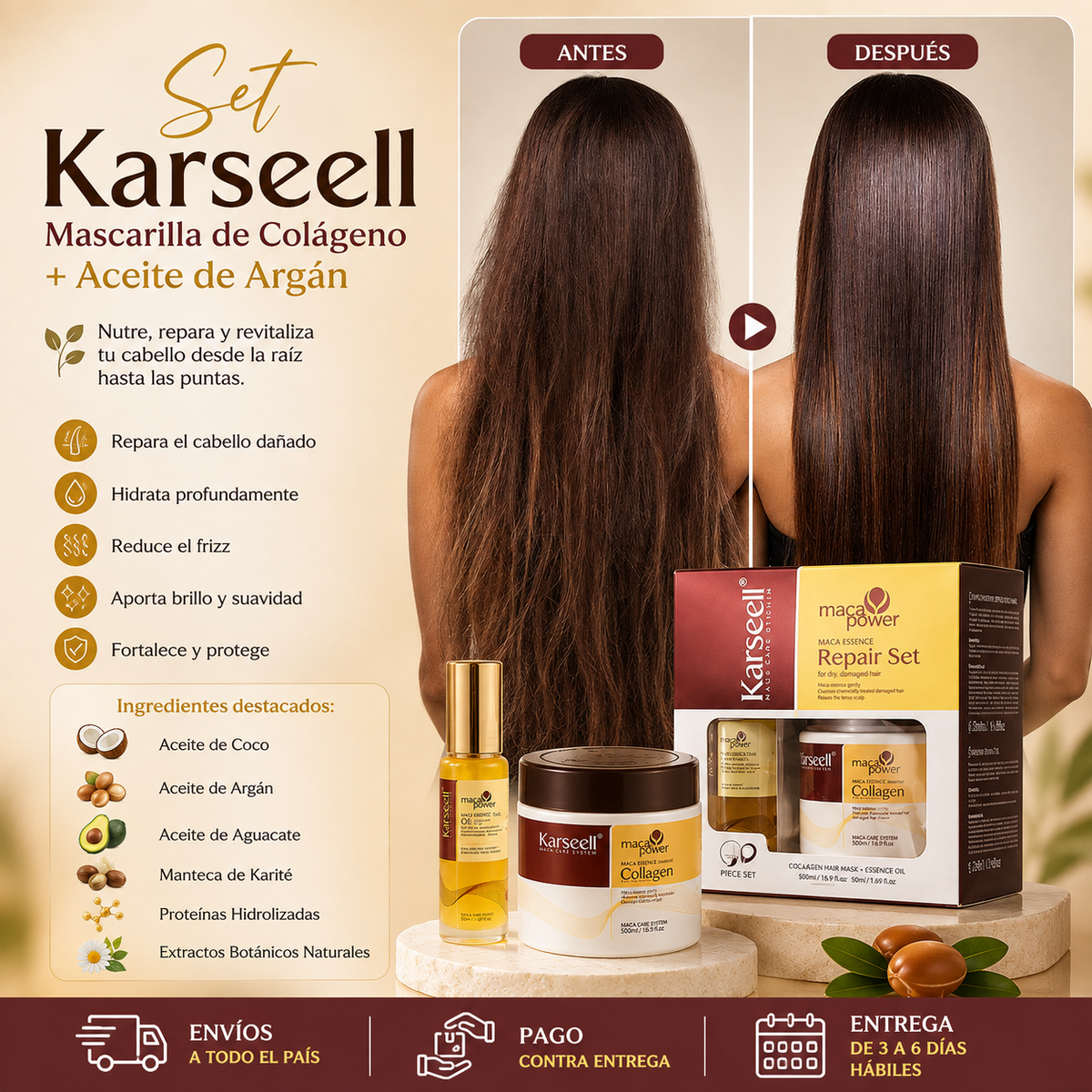 KIT MASCARA Y ACEITE CAPILAR KARSEELL