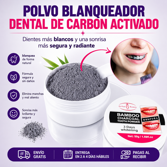 Polvo Dental Blanqueador de Carbón de Bambú 50g