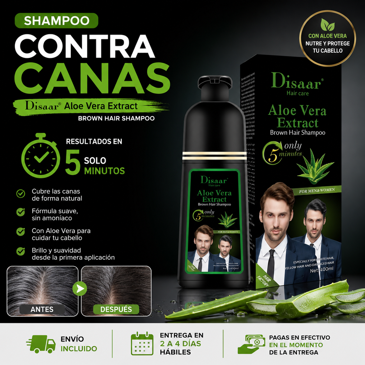 SHAMPOO CONTRA CANAS DISAAR ALOE VERA – 400 ML